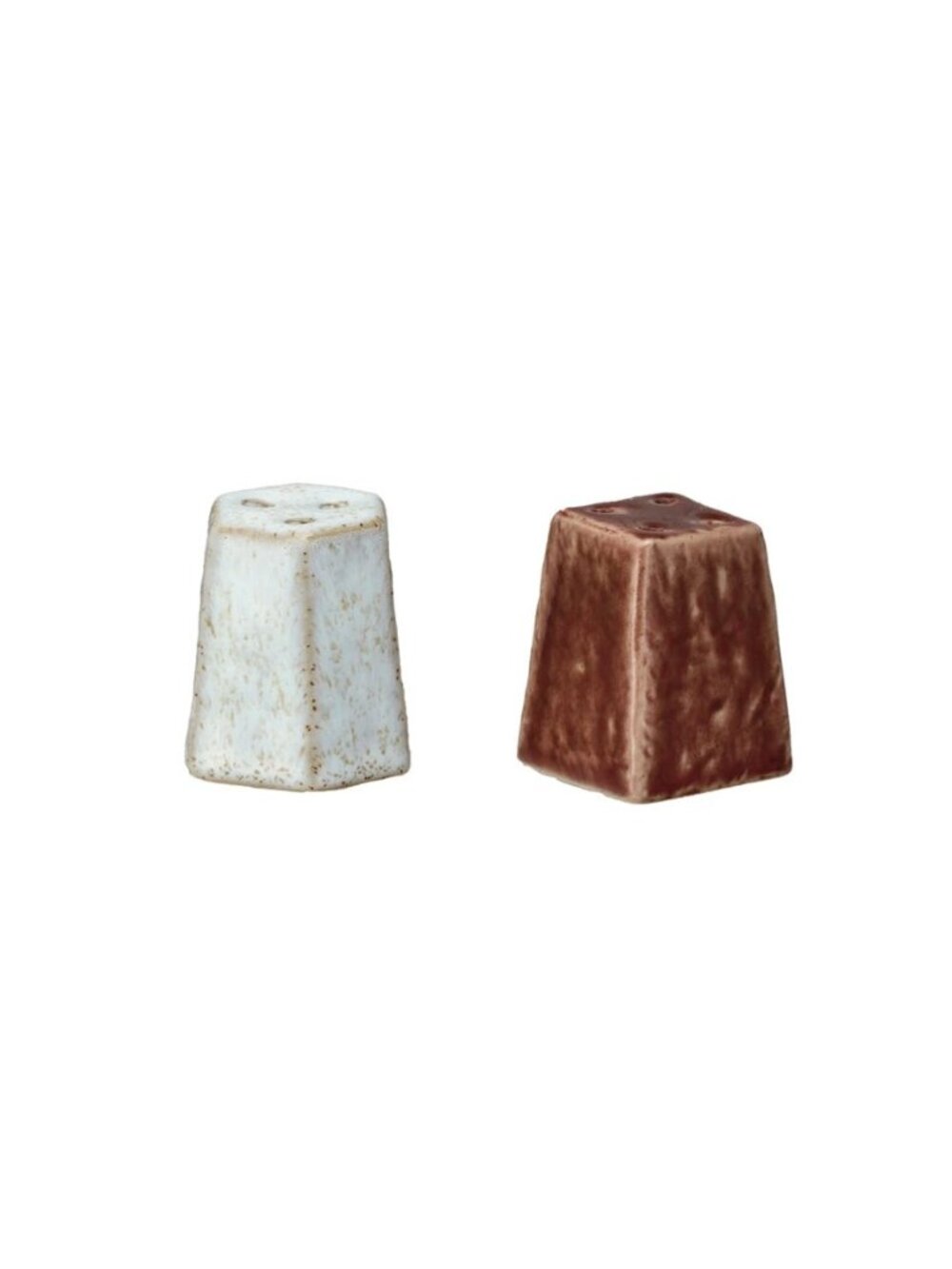 Stoneware Salt & Pepper Shakers Modern Geometric Kitchen Decor Small NEW